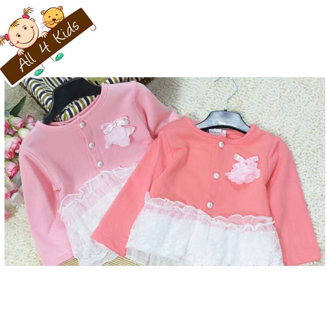 2013 New Arrive  Spring Girls Princess Ups lace Hem Baby Cake Skirt Single-breasted Corsage Kids Blouses Free Shipping