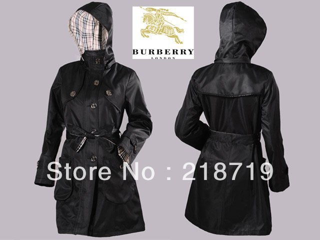 2013 new arrive women bur berrylong sleeve hooded double breasted trench, women summer autumn outware