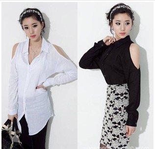 2013 New Arrivel Womens Fashion Sexy Off Shoulder shirts long sleeve blouse  summer t shirt