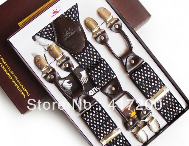 2013 new, authentic men 6 straps, cool many small broken flower, non-slip straps suspenders, free postage