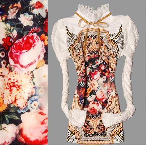 2013 New Baroque lace embroidery,printing vintage basic dresss Free shipping!