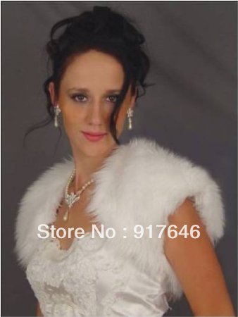 2013 New Beautiful White Ivory Faux Fur Short Stole Wedding Shawls Wraps Shrug Bolero Jacket Bridal Prom