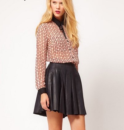 2013 new Black PU leather fold leather skirt   ladies' skirt  fashion skirt 6size