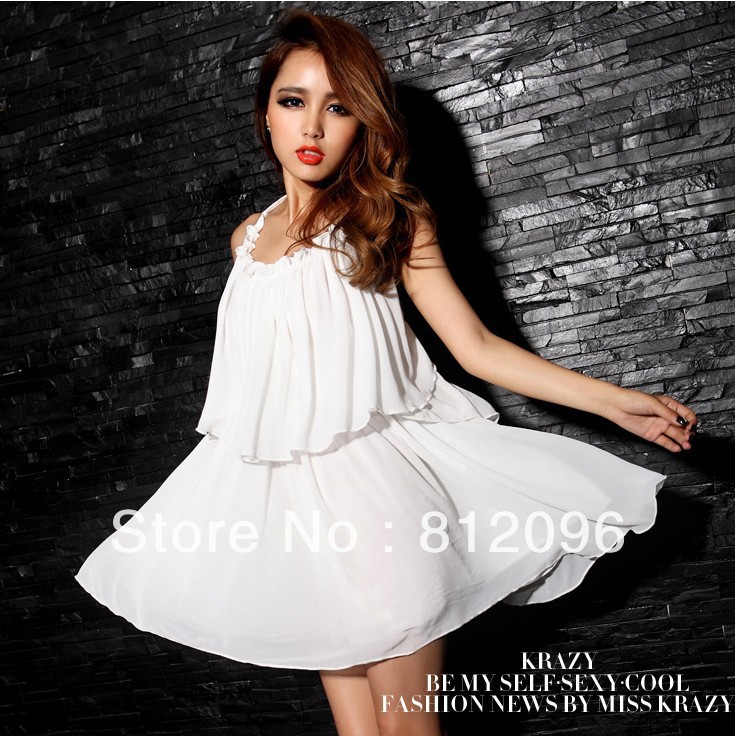 2013 new Brand designer Promotions hot trendy cozy fashion women clothes casual sexy dress Chiffon nightclub halter level