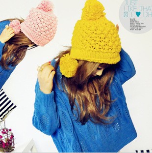2013 New Brand Warm&Beautiful Winter Knitted Wool Hat Women's pineapple Lady pompon Beanie Hats Wholesale Free Shipping