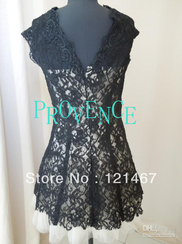 2013 new brooklyn decker nha khanh Black Short Mini Lace Celebrity Dresses Sleeves Prom Dresses Z 132