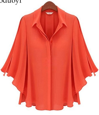 2013 new  Butterfly sleeve / loose shirt chiffon long-sleeved blouse blouse ladies' blouse 6size