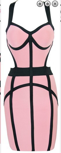 2013 New Color Elastic Knitted Evening Dress J124 pink cross Bandage Dress