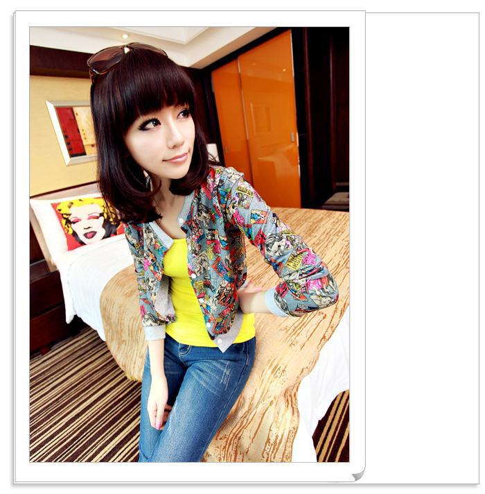 2013 new comic cardigan jacket round collar small coat long sleeve blouse