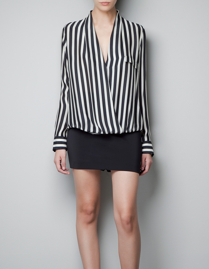 2013 NEW, deep V-neck fashion SEXY stripe long sleeve ladies blouse shirt