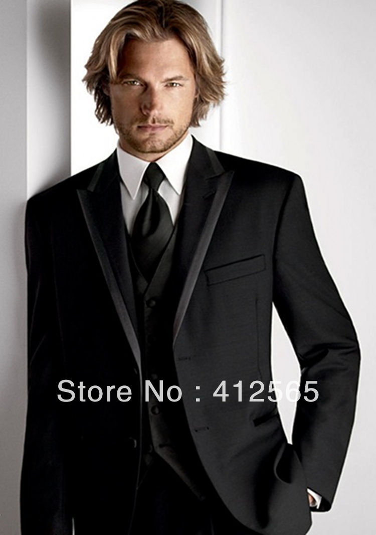2013 New Design Black Tuxedo Groom Wedding Suits Pictures for Men (jacket+waistcoat+trouser)