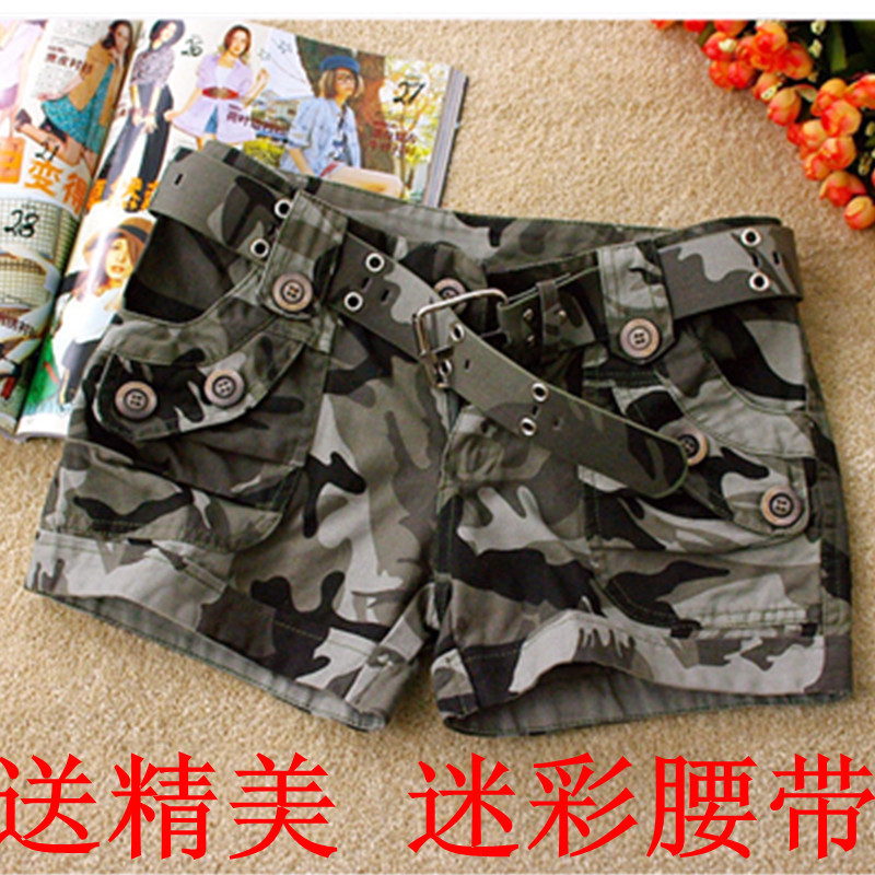 2013 New Design Fashion Womens Army Green  Camouflage Shorts Free Shipping