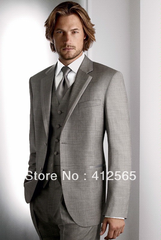2013 New Design Gray Tuxedo men wedding suit for bridegroom  (jacket+waistcoat+trouser)