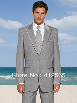 2013 New Design Grey Tuxedo mens wedding suit(jacket+waistcoat+trouser)