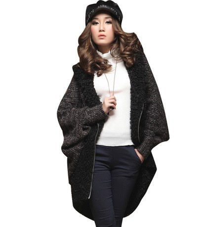 2013 New Design Streetwear Style Knitted Batwing Sleeve European Style Fashion Patchwork Jacket Free shipping WWD012