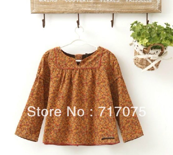 2013 new design sweet girl shirt rural floral spring sweater coffee fashion long sleeve france origin brand order free shipping