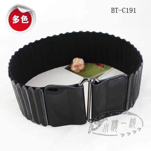 2013 new designer brand Hot-sale imported high-quality Women Patent Leather X Wide Strtech Elastic Cinch Belt  sgd BT-C191 bvi