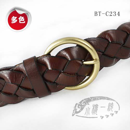 2013 new designer brand Hot-sale imported high-quality Women Pin Buckle Woven Braided Cowhide Leather Belt  ghi BT-c234 qwi