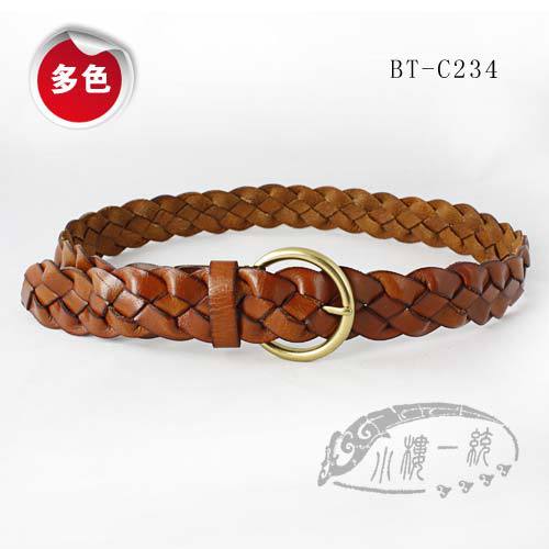 2013 new designer brand Hot-sale imported high-quality Women Pin Buckle Woven Braided Cowhide Leather Belt  qwi BT-c234 vnd