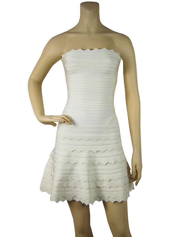 2013 new - designer ladies ruched Summer Sexy  strapless Bride bandage cerebrity dress party  ball gown White And Beige HL