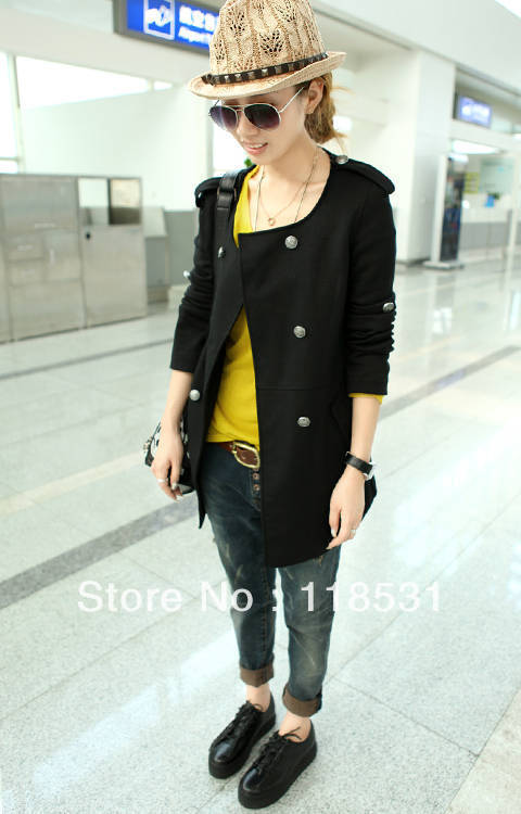 2013 new double-breasted coat was thin and long sections special Free shipping