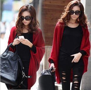 2013 new dress bats knitting cardigan grow loose Large size sweater coat shawl
