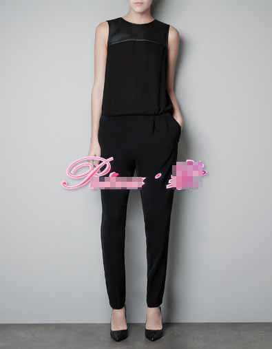 2013 NEW, exclusive leather patchwork EUR style elegant fashion SEXY ladies jumpsuits