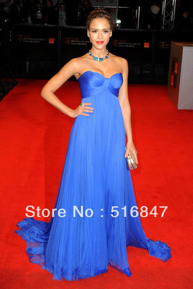 2013 New Fashion Blue Chiffon Sweetheart Party Dresses Evening Prom Celebrity Dresses Custom Size Free Shipping