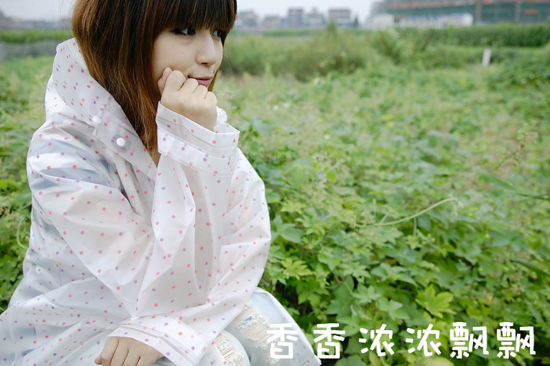 2013 new fashion End of a single design eva long raincoat polka dot winter hard poncho cap rope
