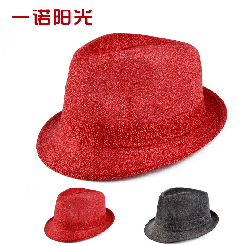 2013 New Fashion fedoras jazz hat male women's fedoras reflective material Free shipping