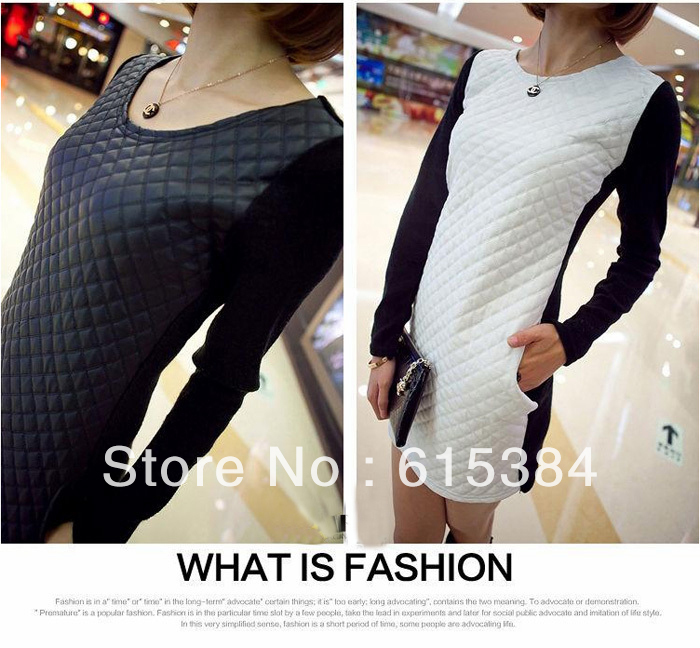 2013 New Fashion Free Shipping bud Cotton Patchwork mesh Faux Mini Leather Dress long sleeve Women Ladies Knitted Casual Dresses
