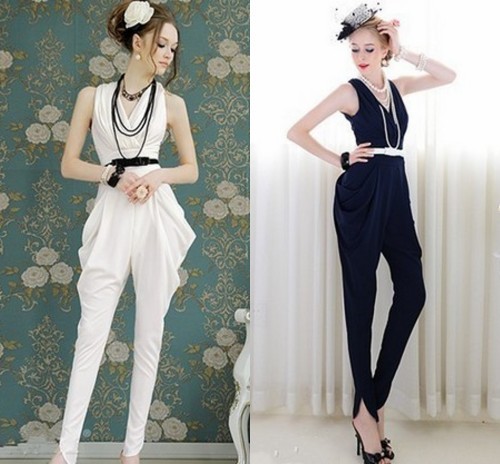 2013 New fashion Hallen style Womens Temperament Drape Tall Waist Haroun Vest Jumpsuit Long Leggings