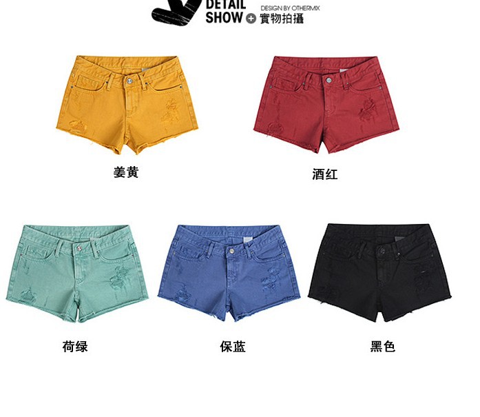 2013  new    Fashion ladies jeans / denim retro the frayed shorts / color pencil pants