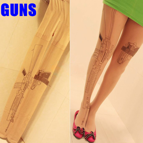 2013 new fashion ladies Sexy Sheer Transparent Tattoo Pantyhose leggings free shipping