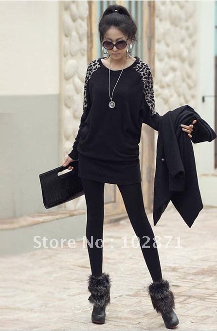 2013 New Fashion Long Sleeve T-shirt , Cotton Leopard T shirts Colors:black,white,light gray