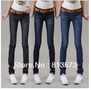2013 New Fashion New Autumn Low Waist Pencil Denim Jeans woman,Women Skinny Watch Pants 5 Colors Selecting
