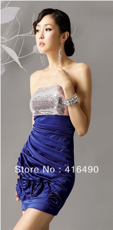 2013 new fashion sapphire blue for women, silk dresses, wedding dress, Chinese sweet style, free shipping.