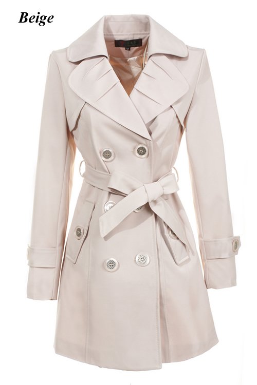 2013 New Fashion winter Double Breasted  coat Military Women Beige Black Grey Red Color leisure Trench