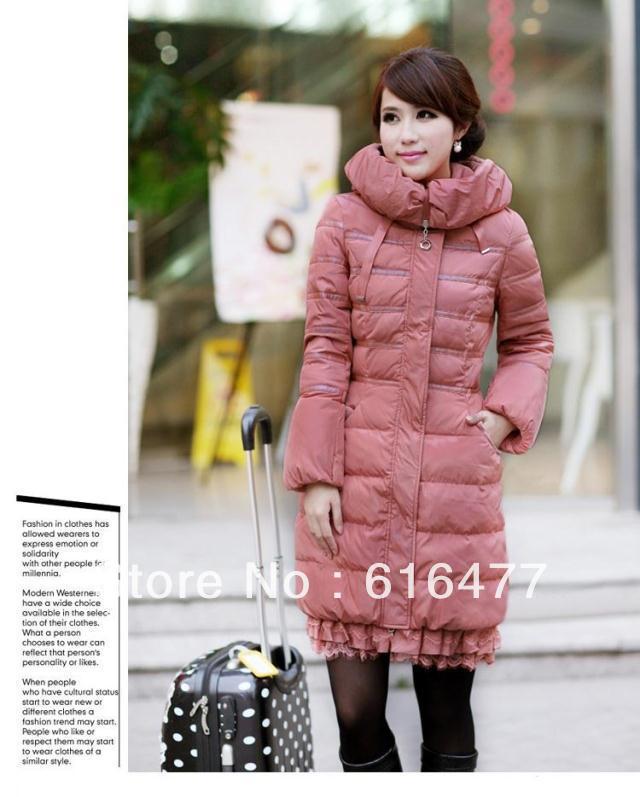 2013 new fashion women down jacket long trench coat  ladies winter warm padded hood overcoat thick clothing