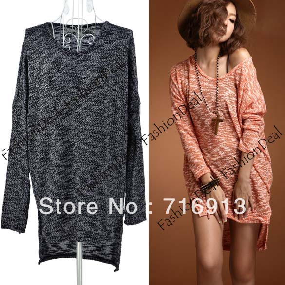 2013 New Fashion Women Heart-shape Collar Irregular Hem Knitting Sweaters Shirts Tops Free Shipping 10076