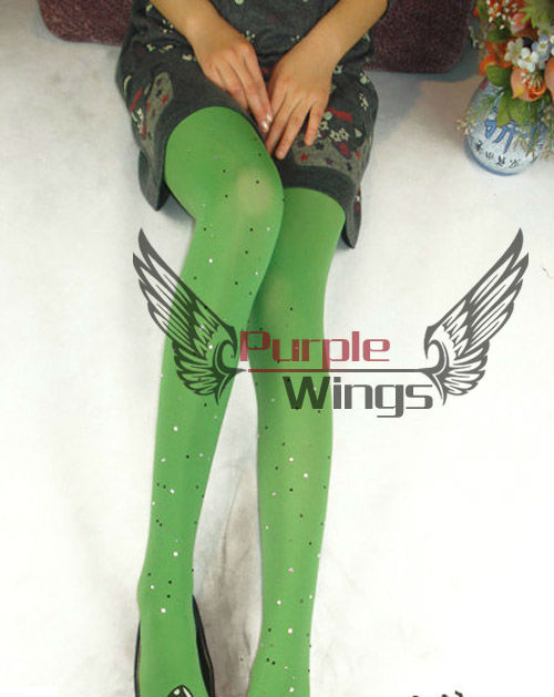 2013 New Fashion Women Ladies Pantyhose Stocking 80D Leggings Tights Comfortable diamond crystal shining  green