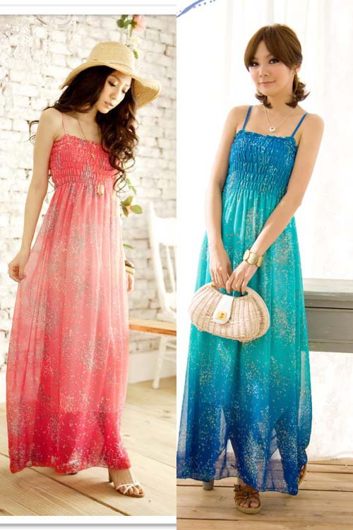 2013 New Fashion Women Ladies Spring Summer Sexy Top Skirt Bohemian Chiffon Beach Evening Maxi Long Dress Free Shipping 087