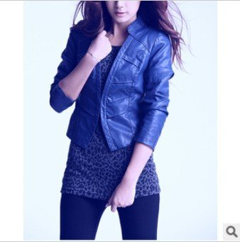 2013 new fashion women's casual Colorful short paragraph leather jacket   Free shipping