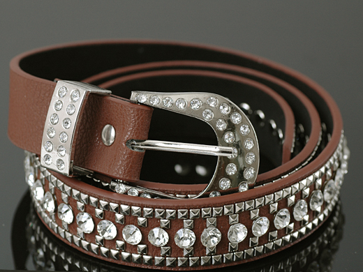 2013 New Fashion women's diamante  rivet Split Leather belt Free Shipping