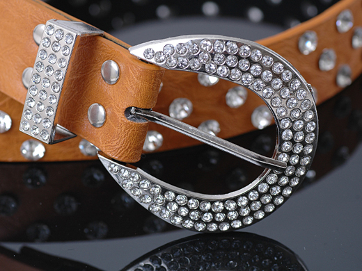 2013 New Fashion women's diamante Split Leather belt Free Shipping
