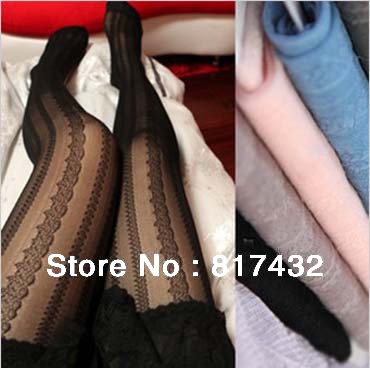 2013 new fashion women's lace vertical striped stockings sexy transparent ladies' pantyhose tights free shipping LT077