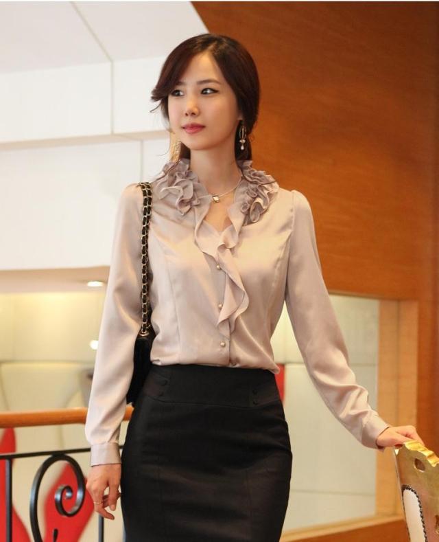 2013 New Fashion Women Shirts Office Ladies Career Business Blouse for Womens Clothing Wear Long Sleeve Autumn Free shipping