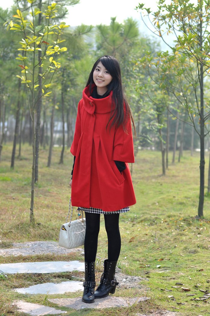 2013 new fashion women wool coat free shipping lady long overcoat winter outerwear vintage poncho trench coat plus size clothes