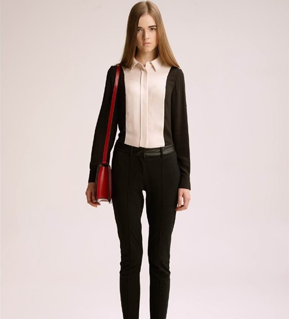 2013 new fashion womens' classic patchwork blouse long sleeve elegant casual shirts slim tops OL designer blouses