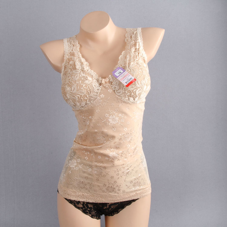 2013 new Female lace gauze wireless underwear insert bra long design abdomen drawing basic vest